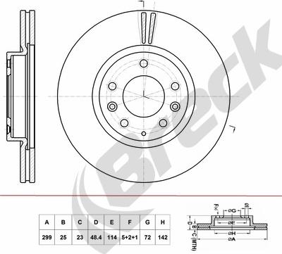 Breck BR 434 VA100 - Гальмівний диск autozip.com.ua