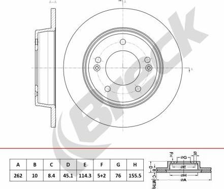 Breck BR 084 SA100 - Гальмівний диск autozip.com.ua