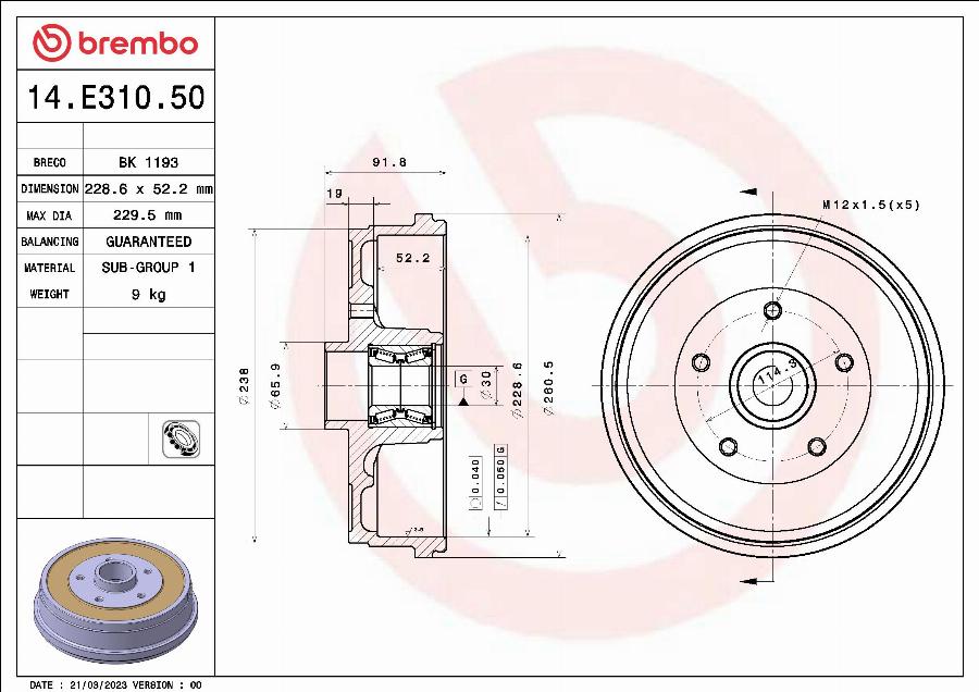Breco BK 1193 - Гальмівний барабан autozip.com.ua