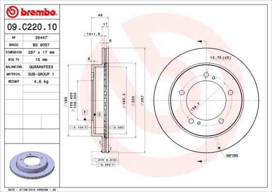 Breco BS 9057 - Гальмівний диск autozip.com.ua