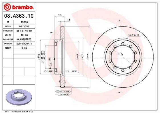 Breco BS 6055 - Гальмівний диск autozip.com.ua