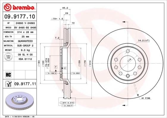 Breco BS 8495 - Гальмівний диск autozip.com.ua