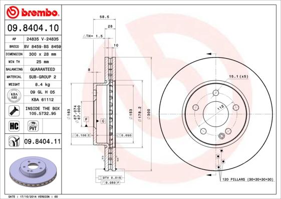 Breco BS 8459 - Гальмівний диск autozip.com.ua