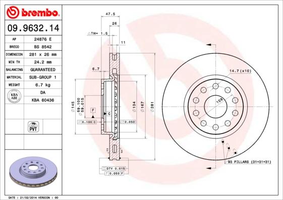 Breco BS 8542 - Гальмівний диск autozip.com.ua