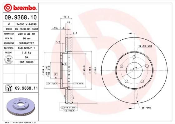 Breco BV 8503 - Гальмівний диск autozip.com.ua