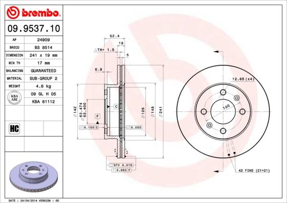 Breco BS 8514 - Гальмівний диск autozip.com.ua
