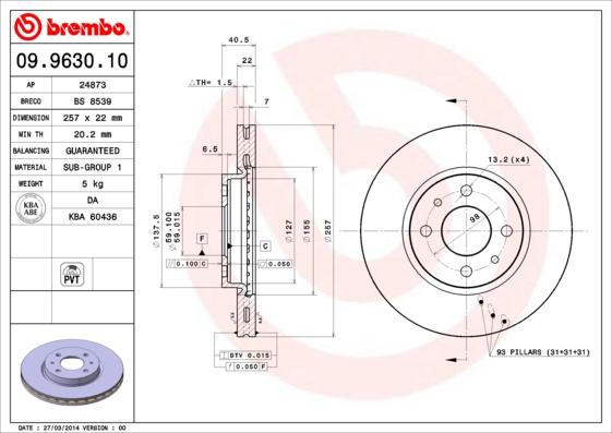 Breco BS 8539 - Гальмівний диск autozip.com.ua