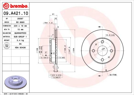 Breco BS 8693 - Гальмівний диск autozip.com.ua