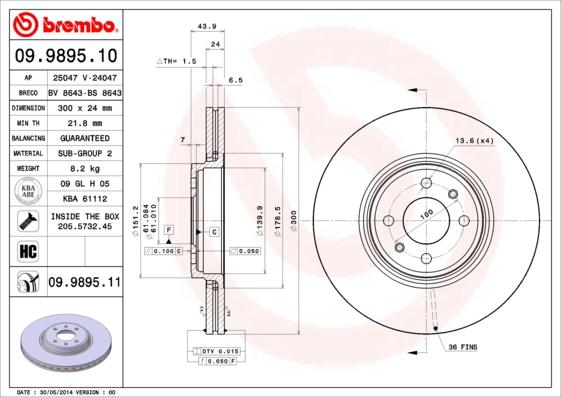 Breco BS 8643 - Гальмівний диск autozip.com.ua