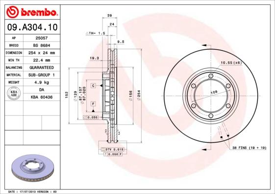 Breco BS 8684 - Гальмівний диск autozip.com.ua