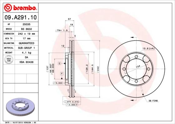 Breco BS 8632 - Гальмівний диск autozip.com.ua
