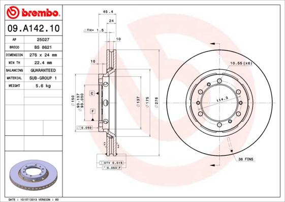 Breco BS 8621 - Гальмівний диск autozip.com.ua