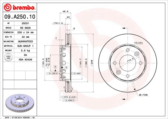 Breco BS 8628 - Гальмівний диск autozip.com.ua