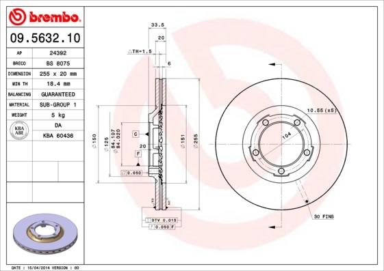 Breco BS 8075 - Гальмівний диск autozip.com.ua