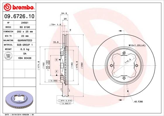 Breco BS 8190 - Гальмівний диск autozip.com.ua