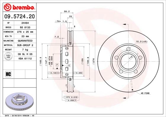 Breco BS 8133 - Гальмівний диск autozip.com.ua