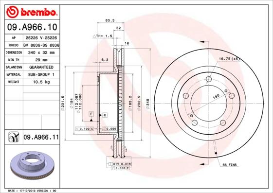 Breco BV 8836 - Гальмівний диск autozip.com.ua