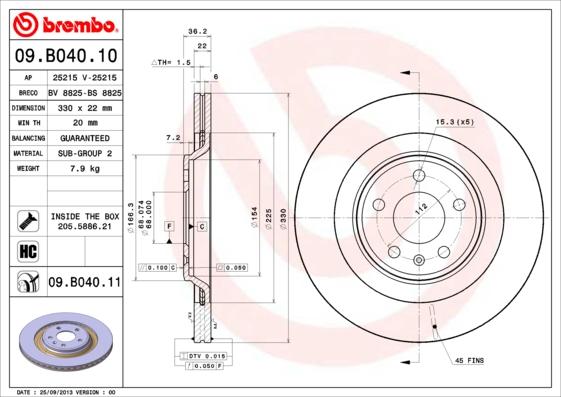 Breco BV 8825 - Гальмівний диск autozip.com.ua