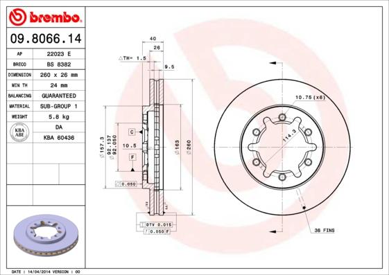 Breco BS 8382 - Гальмівний диск autozip.com.ua