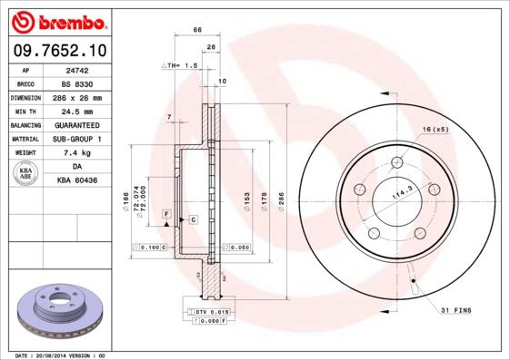 Breco BS 8330 - Гальмівний диск autozip.com.ua