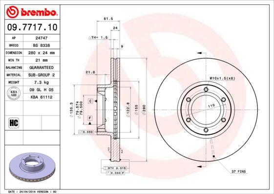 Breco BS 8338 - Гальмівний диск autozip.com.ua