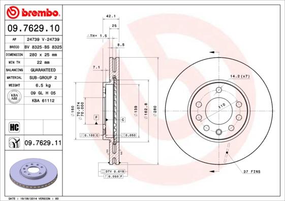 Breco BS 8325 - Гальмівний диск autozip.com.ua