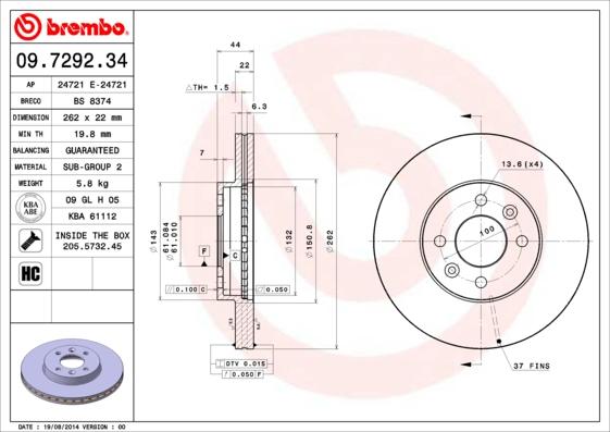 Breco BS 8374 - Гальмівний диск autozip.com.ua