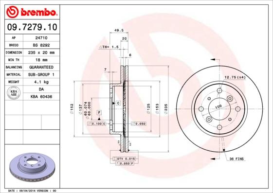 Breco BS 8292 - Гальмівний диск autozip.com.ua