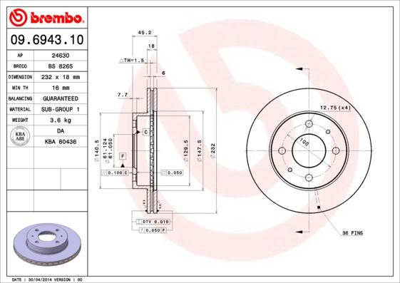 Breco BS 8265 - Гальмівний диск autozip.com.ua