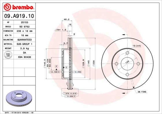 Breco BS 8762 - Гальмівний диск autozip.com.ua