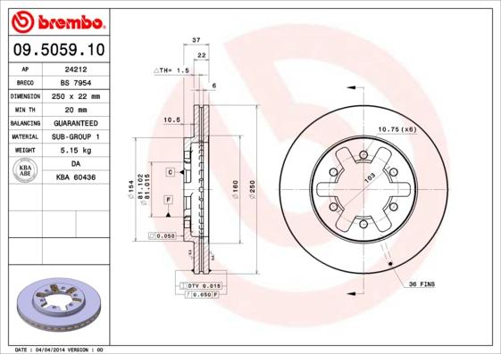 Breco BS 7954 - Гальмівний диск autozip.com.ua