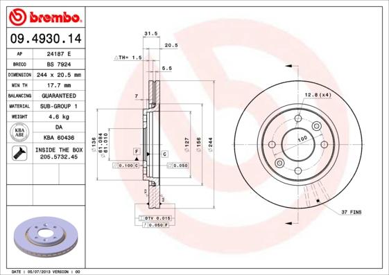 Breco BS 7924 - Гальмівний диск autozip.com.ua