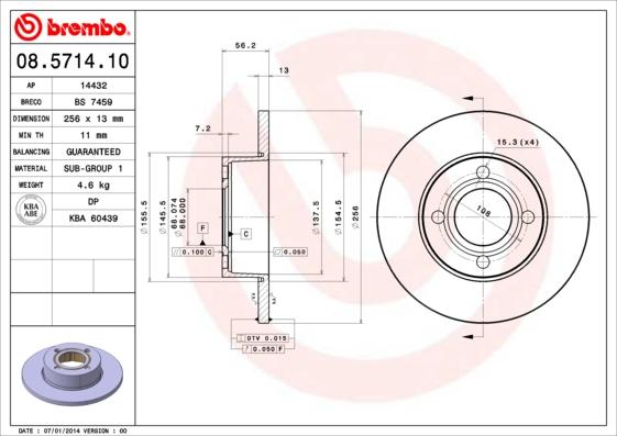 Breco BS 7459 - Гальмівний диск autozip.com.ua