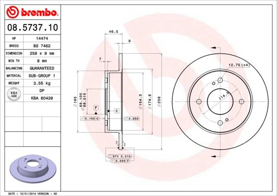 Breco BS 7462 - Гальмівний диск autozip.com.ua