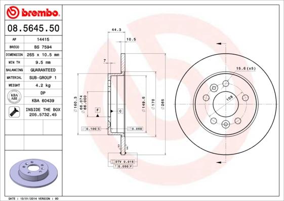 Breco BS 7594 - Гальмівний диск autozip.com.ua