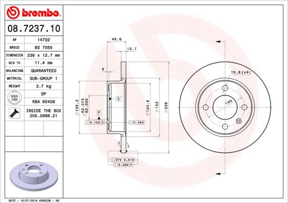 Breco BS 7555 - Гальмівний диск autozip.com.ua