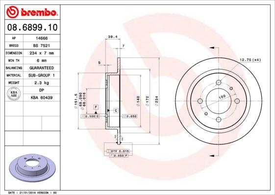 Breco BS 7521 - Гальмівний диск autozip.com.ua