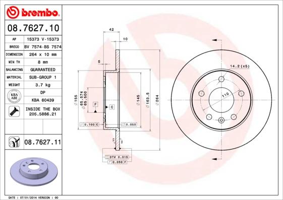 Breco BS 7574 - Гальмівний диск autozip.com.ua