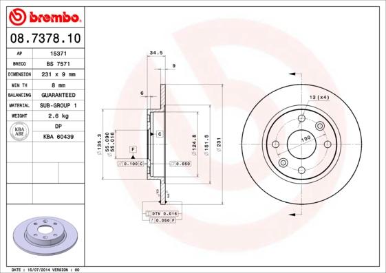 Breco BS 7571 - Гальмівний диск autozip.com.ua