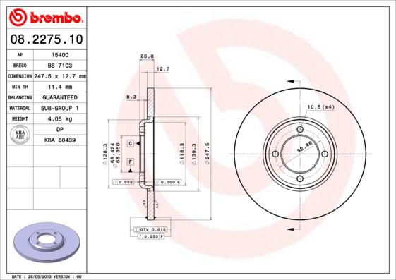 Breco BS 7103 - Гальмівний диск autozip.com.ua