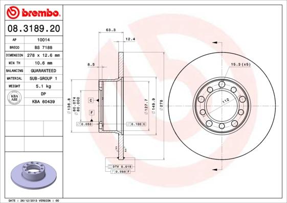 Breco BS 7188 - Гальмівний диск autozip.com.ua