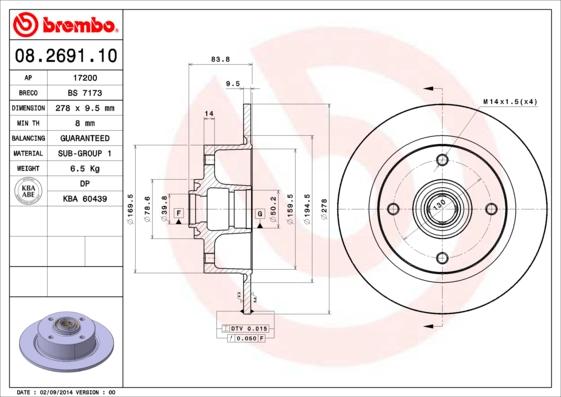 Breco BS 7173 - Гальмівний диск autozip.com.ua