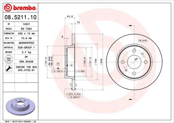 Breco BS 7394 - Гальмівний диск autozip.com.ua