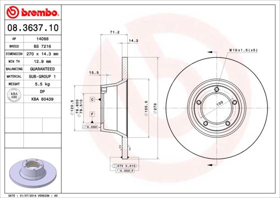 Breco BS 7216 - Гальмівний диск autozip.com.ua