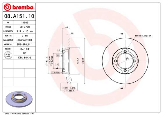 Breco BS 7708 - Гальмівний диск autozip.com.ua