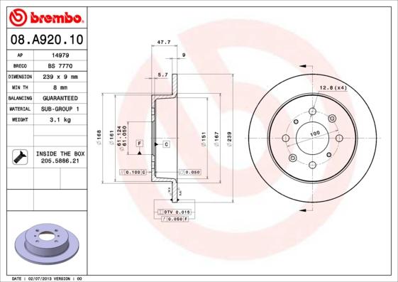Breco BS 7770 - Гальмівний диск autozip.com.ua