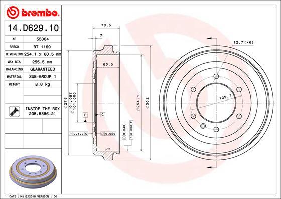 Breco BT1169 - Гальмівний барабан autozip.com.ua