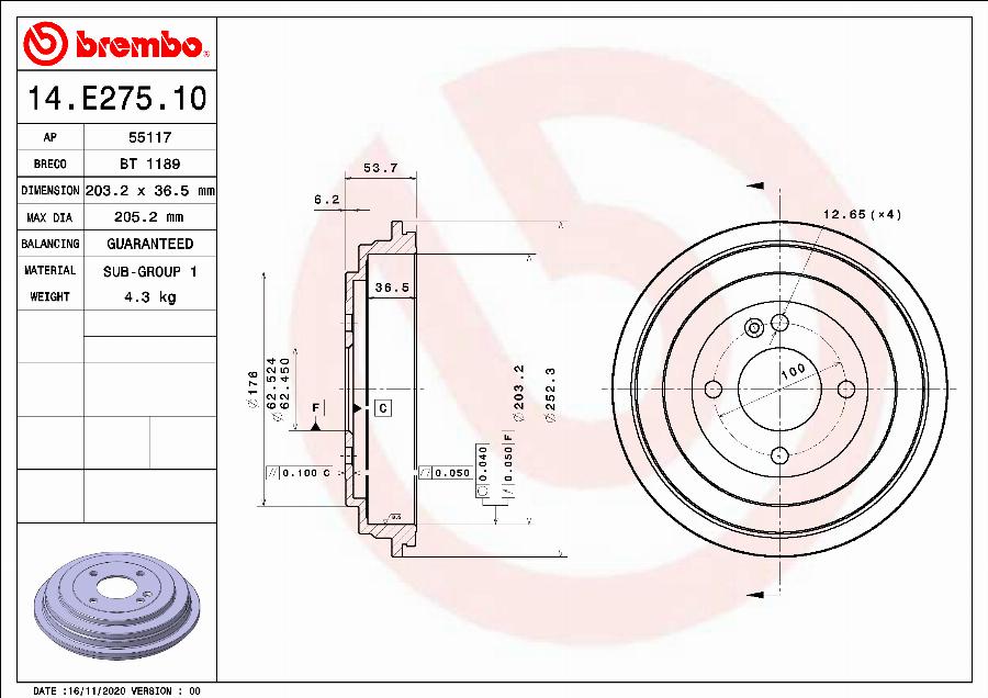 Breco BT 1189 - Гальмівний барабан autozip.com.ua