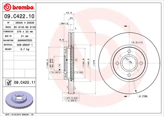 Breco BV 9145 - Гальмівний диск autozip.com.ua