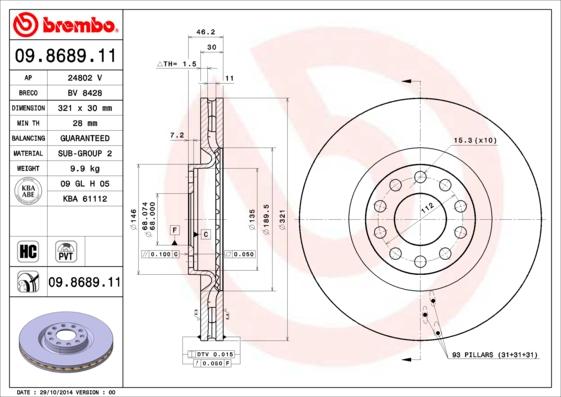 Breco BV 8428 - Гальмівний диск autozip.com.ua